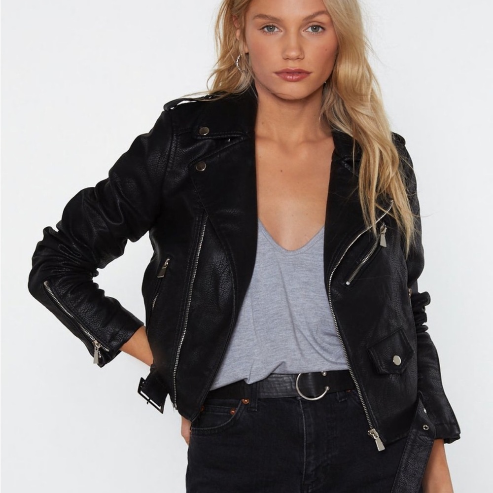 Let It Ride Vegan Leather Moto Jacket (NWT)